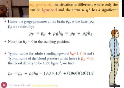 محاضرة 18 فيزياء طبية الجزء (2) تطبيقات على معادلة برنولي جامعة الازهر - غزة